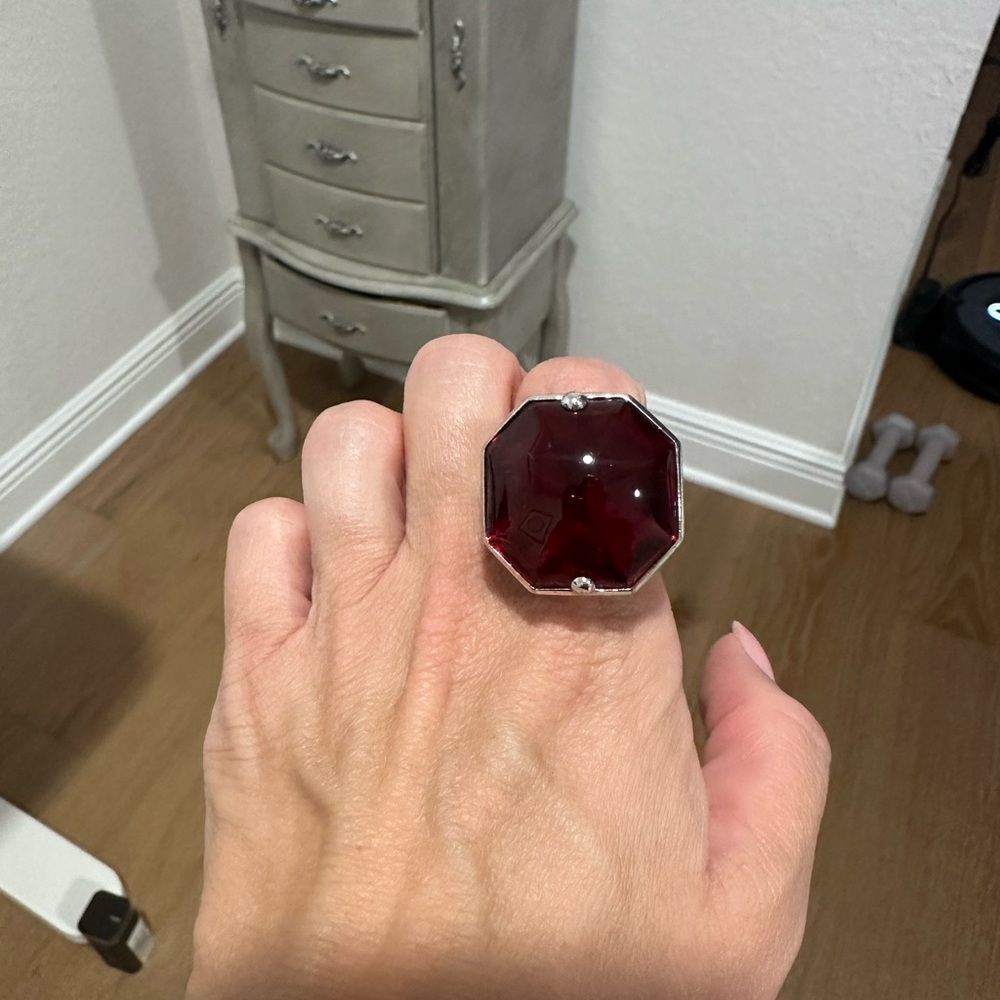 Baccarat Ring Louxor Red And Silver Crystal